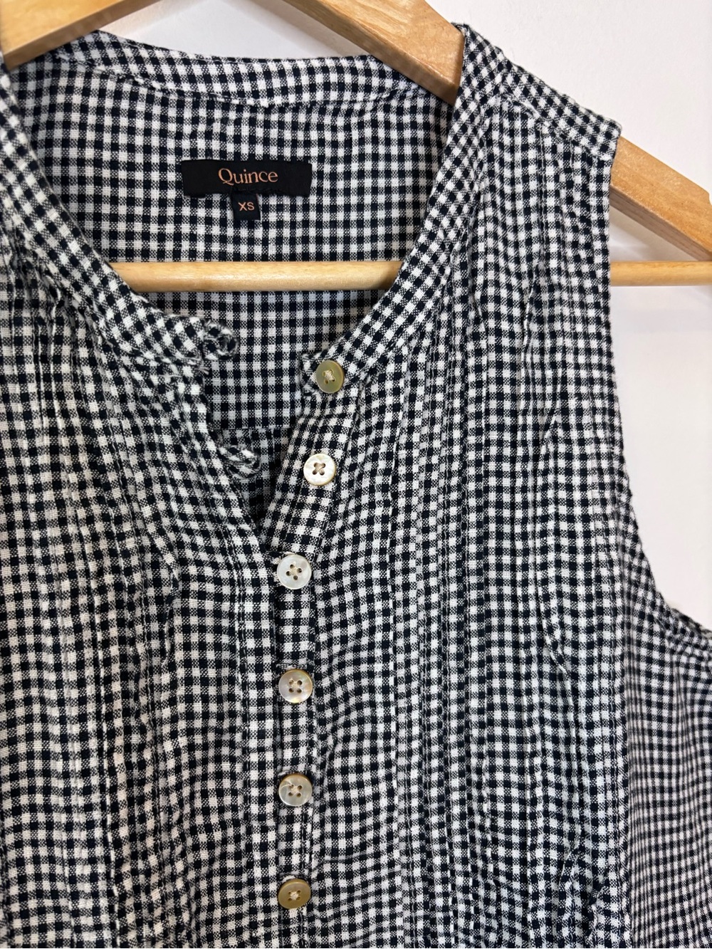 Quince European Linen Black and White Gingham Swing Dress - Picture 6 of 9